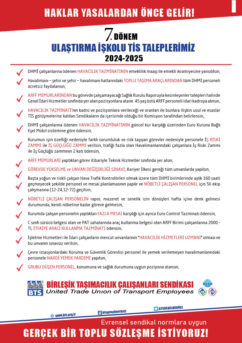 TİS 7.Dönem DHMİ Taleplerimiz Afişi