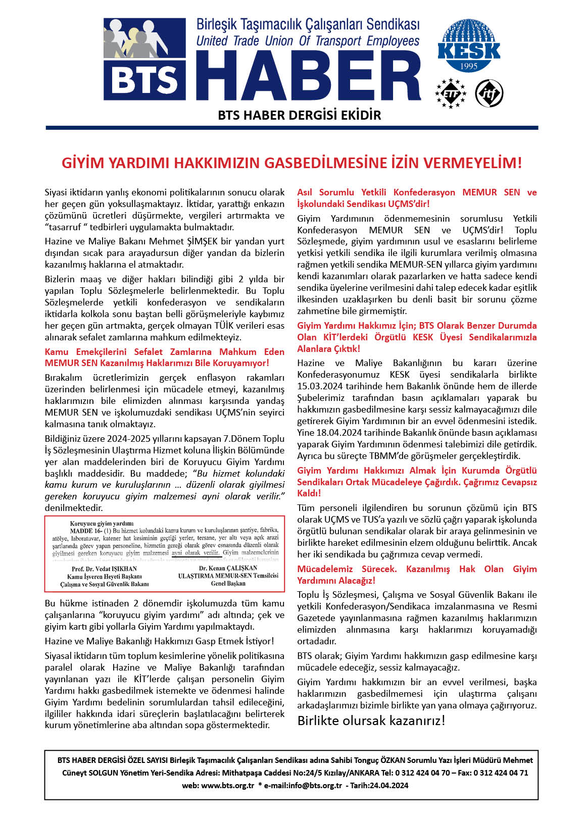 Giyim Yardımı Hakkımızı Gaspettirmeyeceğiz!